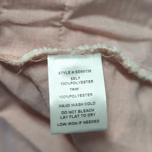 Tassels N Lace Smocked Off-Shoulder Tunic Dress Woman's Size Large Pink White