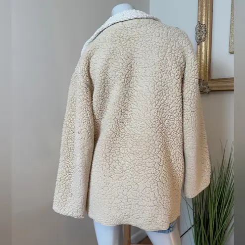 Unveil Teddy Sherpa Blazer Cardigan Jacket Cream Tan XS/S