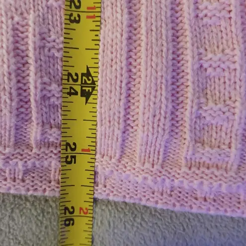 Classic Elements Medium Sweater Pastel Pink Diamond Knit Top Short Sleeve