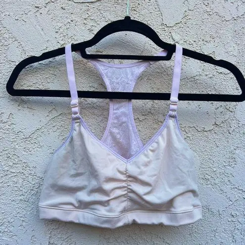 Hanes  LG light pink razor back lace T shirt bra