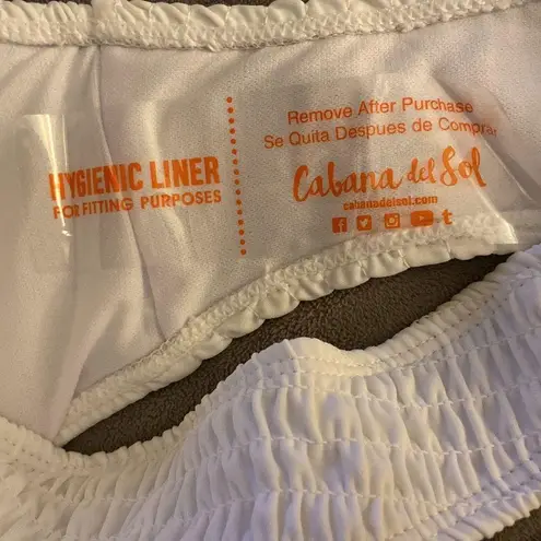 Cabana Del Sol White Smocked Bikini Bottoms Size Large