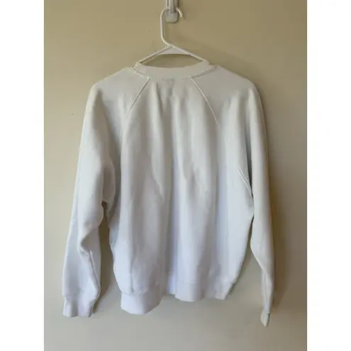 TNA Aritzia Cozy Fleece Long Sleeve Cropped Length Sweatshirt White Large