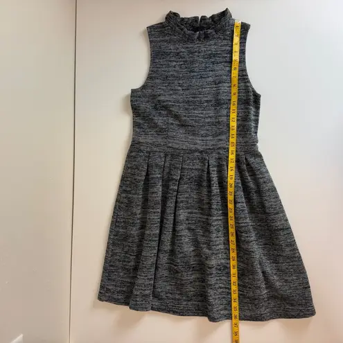 Ganni Anthropologie Ruffle Neck Sleeveless Pleated Dress Sz L Gray Office Career
