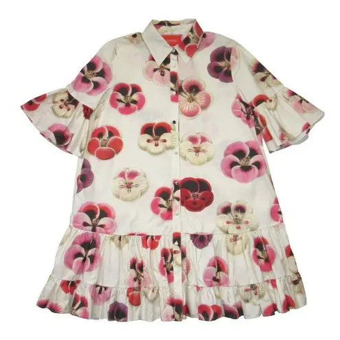 NWT La Double J Choux in Pansy Floral Cotton Mini Shirt Dress XL $760