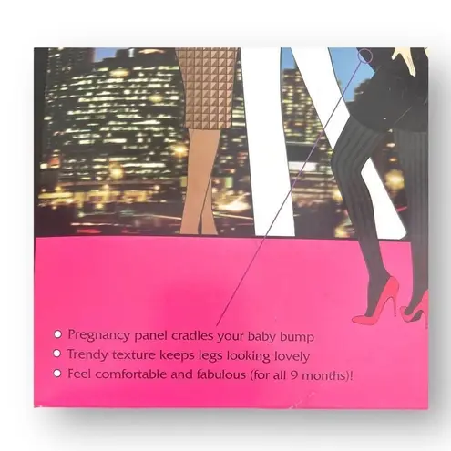 Assets by Spanx 1 Marvelous Mama Maternity Tights Opaque Stripe Pattern Black