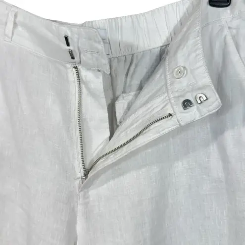 H by Halston Large Wide Leg Pants 100% Linen Zip-Fly Pockets Hi-Rise Lightweight