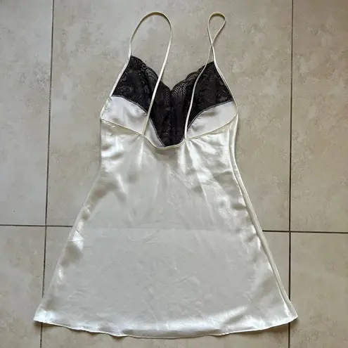 Val Mode Lingerie White & Gray Slip Dress USA Made Size S