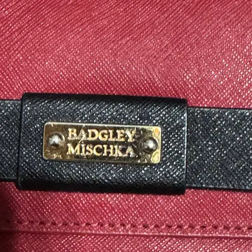 Badgley Mischka Sasha Saffiano Red Leather Wallet w/Black Accent Bow