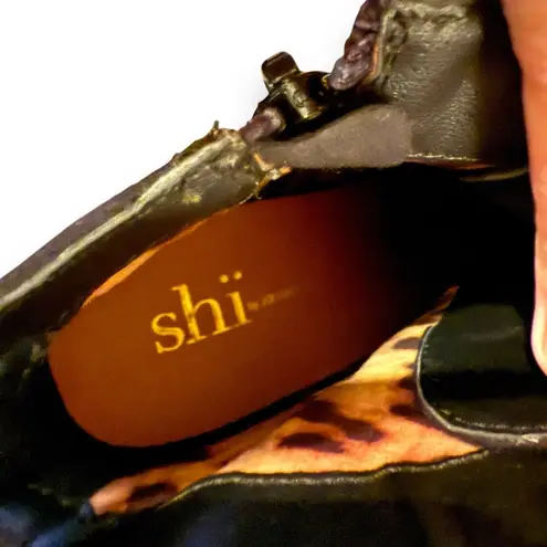 Shi by Journeys Black Lace Up Wedge Faux Suede Booties Sz 5