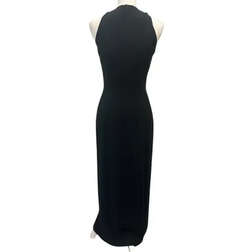 Kenar Vintage 1990s Ann Tjian Black Beaded Halter Evening Gown Formal Cocktail