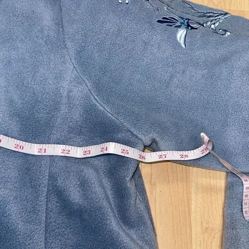 Bob Mackie Fleece Jacket Size 2XL Blue Floral Embroidery