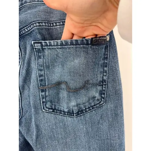 7 For All Mankind ‎ Women's Straight Austyn Jeans Blue Denim Medium Wash Size 30