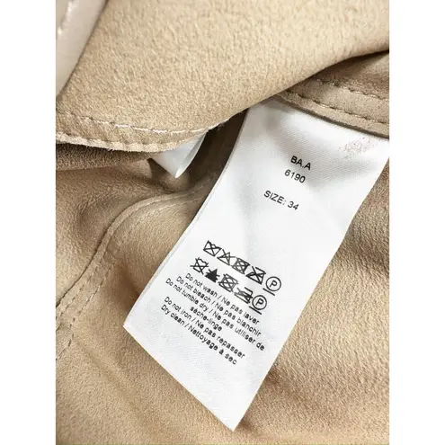 Ganni Fossil Brown Leather Snap Front Shirt Size 34 NWT