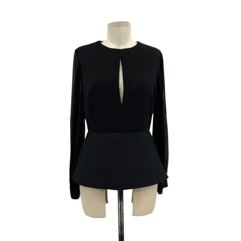 C/MEO COLLECTIVE Counting Stars Top Black Sheer Sleeve Peplum Keyhole Medium - Image 3