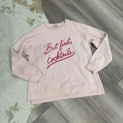 Wildfox  but first cocktails pink sweatshirt