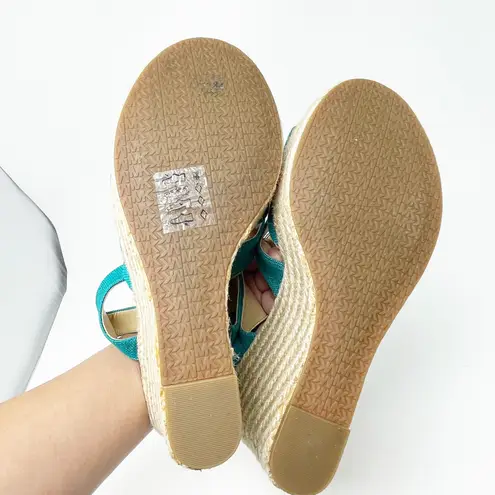 Michael Kors Turquoise Linen Strap Wedges Sandals Women's Size 9M/39M Espadrille Blue