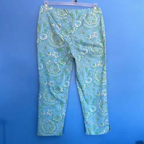 Talbots  Side Zip Blue/Green Capri Length Pants Size 8