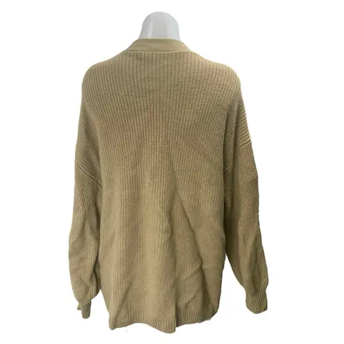 Aritzia  Wilfred Free Tan Long Sleeve Pocket Knit Open Cardigan Sweater Top Sz L