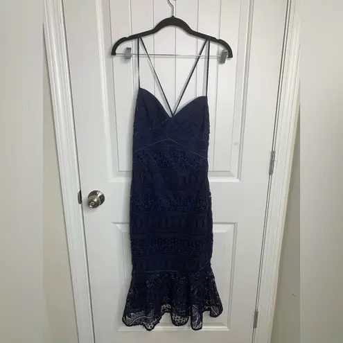 Likely  Revolve navy blue lace crochet darby cocktail dress size 4 wedding guest