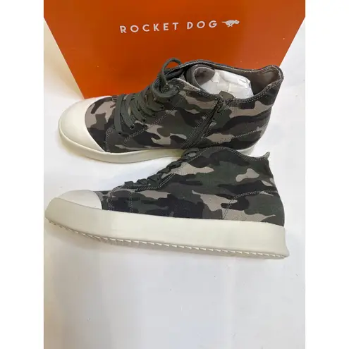 Rocket Dog Walt Soldier Cotton Camouflage High Tops NIB Sz 11 Lace Up Green Tan