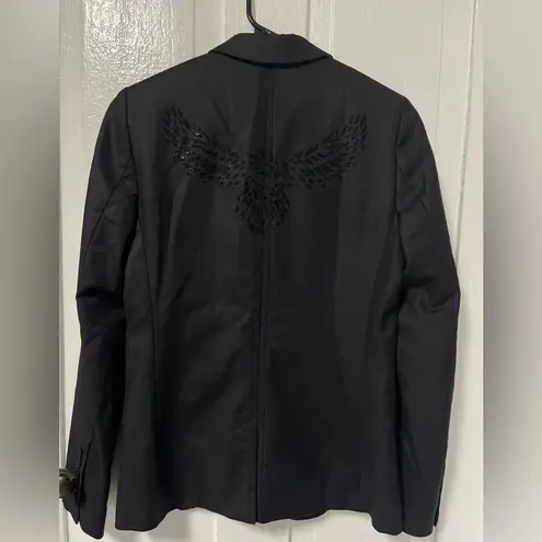 Zadig & Voltaire Bird Studded Back Black 2 Button Blazer Jacket size small