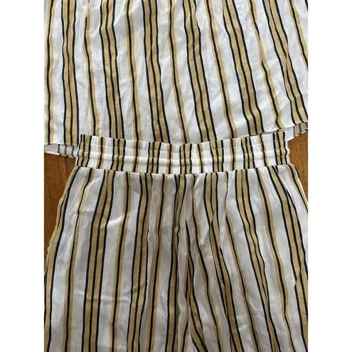 Pia Rossini Yellow Striped 2 Piece Wide Leg Pants Set Small