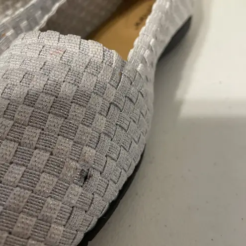 Comfortview Women's Size 9WW Bethany Ballet Flats Silver Woven Stretch Slip On