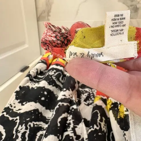 Sandy and Sid Lightweight Patterned Wrap Coverup One Size Fits All Black