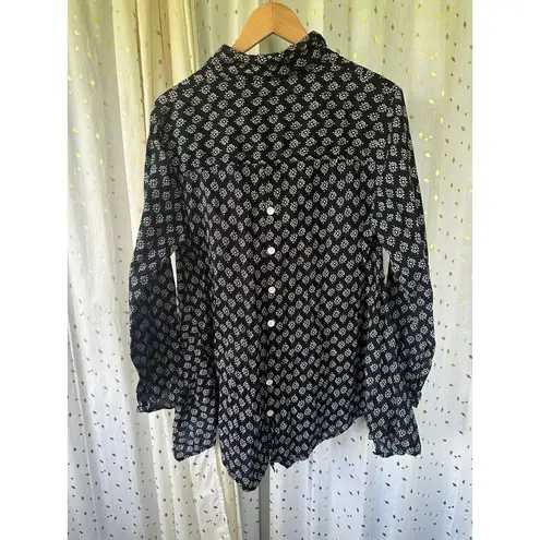 Tulip 100% Cotton Handkerchief Hem Logan Lagenlook Peasant Tunic Shirt M Black Size M