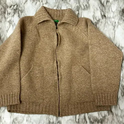 United Colors Of Benetton Oatmeal Wool Knit Sweater Cozy Cabincore Woodsy Fall