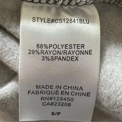 Como Blu Sweatshirt Fleece Gray Tie Dye Ruffle Detail Shoulder