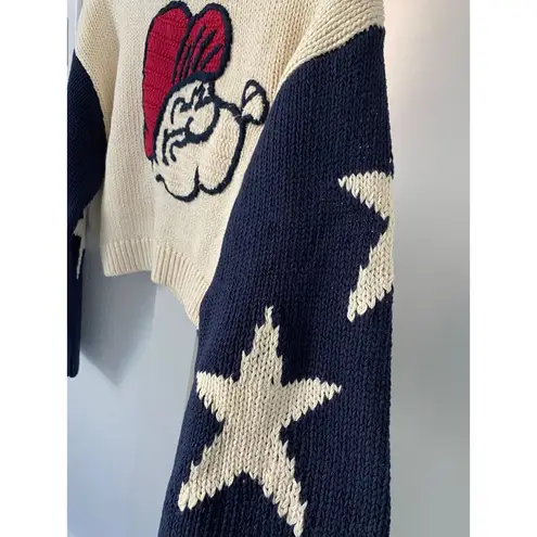 RE/DONE $450 NWT x POPEYE 50s IVORY CLASSIC CREWNECK SWEATER SZ SMALL