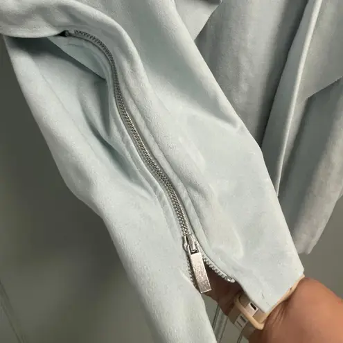 Chico's  Blue Open Drape Front Topper Faux Suede Womens Size 3 XL Soft Zipper Side - Image 3