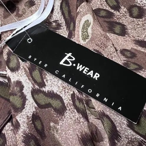 B Wear Leopard Ruffle Top Womens XL Sleeveless Halter Neck Chic Blouse New Brown