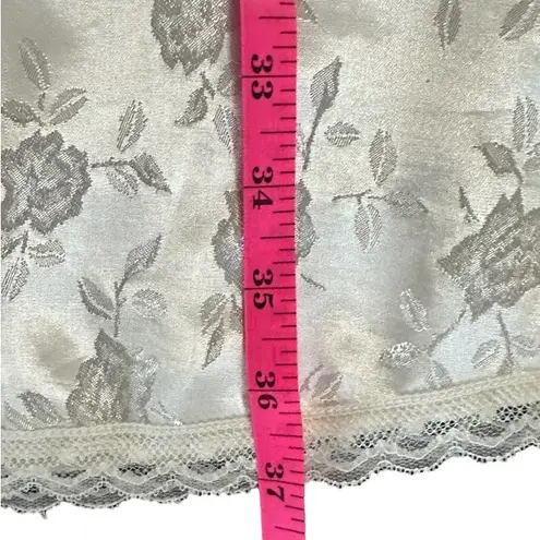 Intimate Moods Vintage Damask Satin Button Robe/Nightgown. Ivory