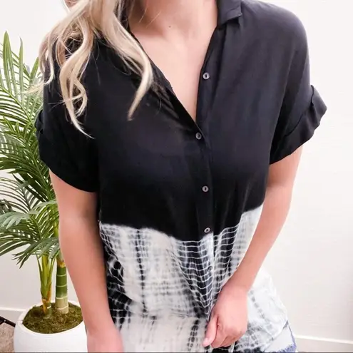 C’isa Tie Dye Black Button Down Tunic Dress