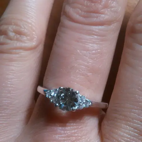 Lab Created White Sapphire Sterling Silver Radiant Promise Ring (Size 9)