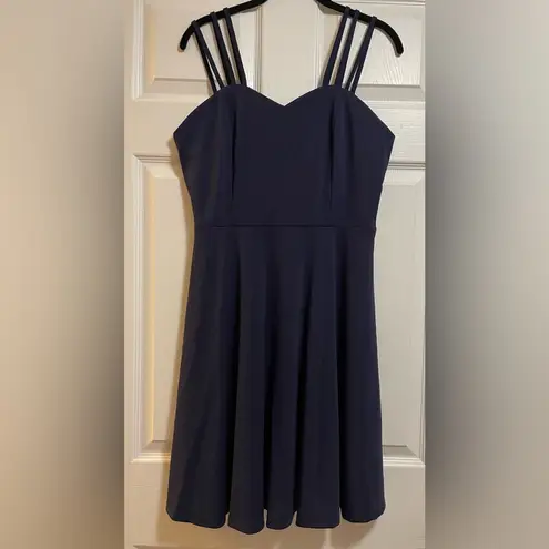 Metyou Women's Sleeveless Spaghetti Strap Dress V Neck Casual Loose Mini Dress L Blue Size L