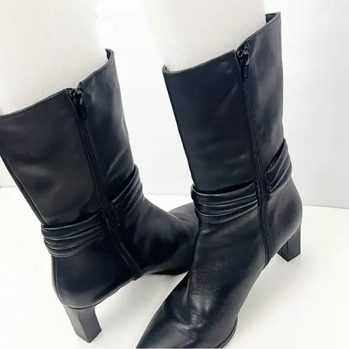 JAVIERA Classic Black Buttery Soft Leather Zipper Closure Point Toe Boots 39 Size 8