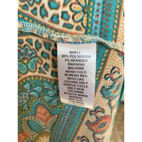 London Times Paisley Dress Boho Beaded Neckline Summer Spring Resort Vaca Tribal