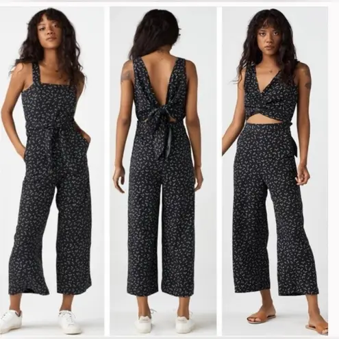 VETTA Capsule Black Ditsy Floral Wide Leg Trouser Pants Size 16 Made USA Tencel