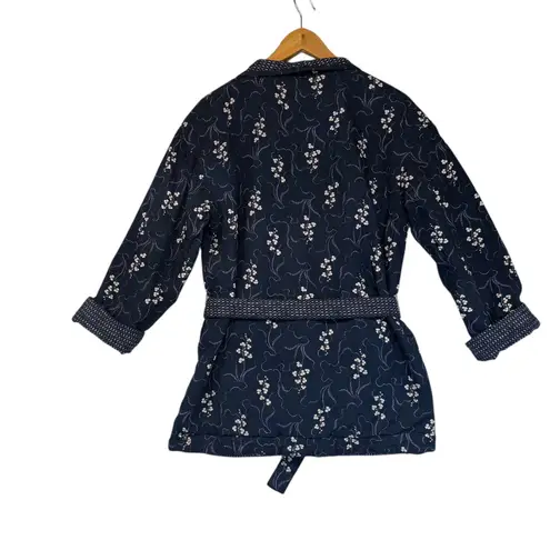Per Una M&S Reversible Quilted Jacket Blue Floral Belted Versatile Size 12