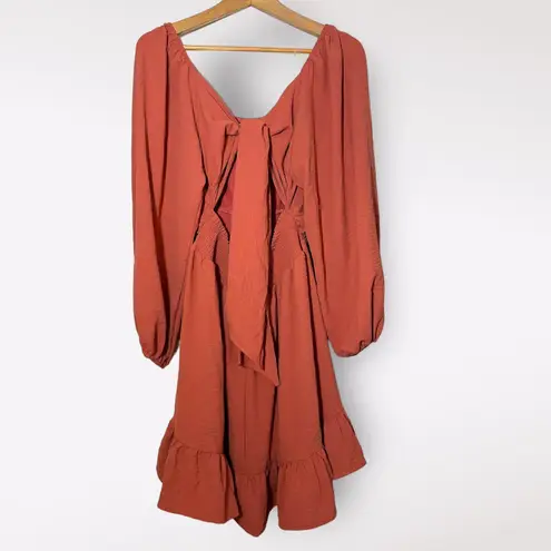 Pink Peasant Dress M Ruffle Textured Tiered Balloon Sleeve Tied Kawaii Girly Size M