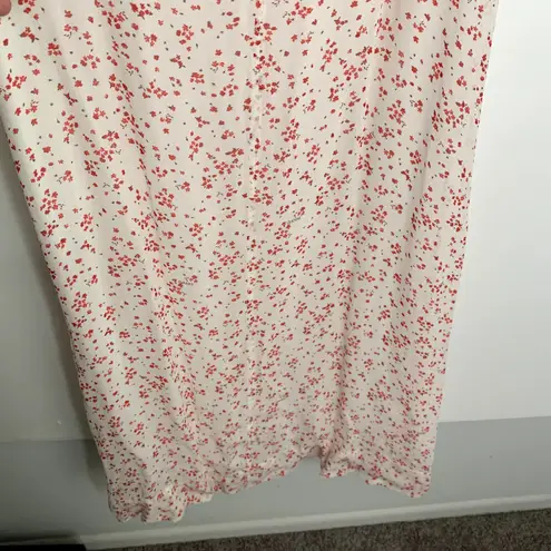 Ganni Printed Georgette Button-Front Slip Dress in Egret Womens Midi Size Small