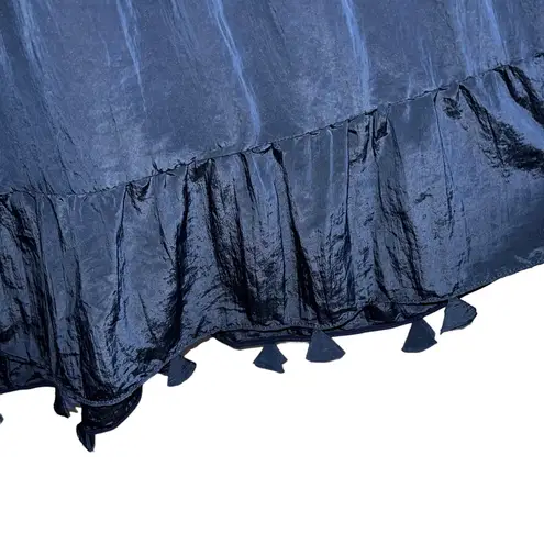 MISA Los Angeles MISA Mahtab Crinkled Bell-Sleeve Mini Dress In Midnight Navy Blue