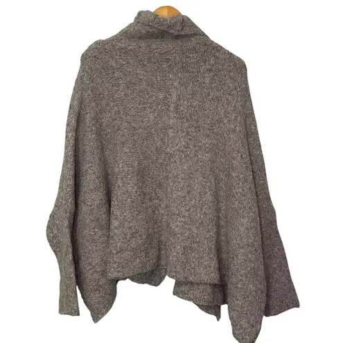 FP One Free People Oversized Knit Drape Collar Poncho Cape XS/S Gray