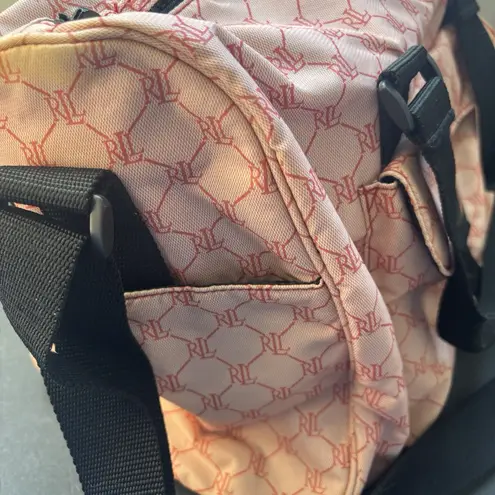 Pink Designer Ralph Lauren Weekender Overnight Signature Nylon Duffel Bag Logo