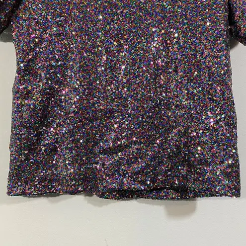 simply styled Women's Multicolor Sequins Short Sleeve Blouse Size M Concert