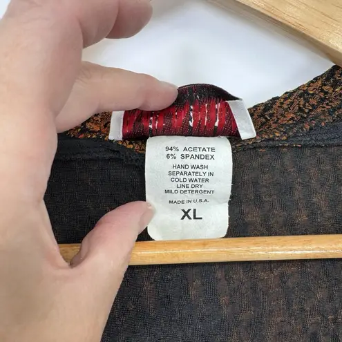 Amanda Smith Vintage Amanda Cardigan Womens XL Orange Brown Stripe Fall Open Front Side Slits