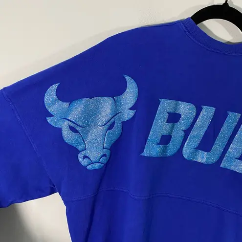 Spirit Jersey X NBA Chicago Bulls Blue Sparkle Print Long Sleeve Top Size S